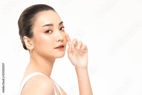 Beauty asian women portrait face with natural skin and skin care healthy hair and skin close up face beauty portrait.