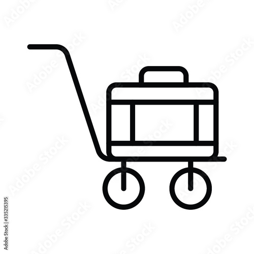 Luggage trolley line and solid icon