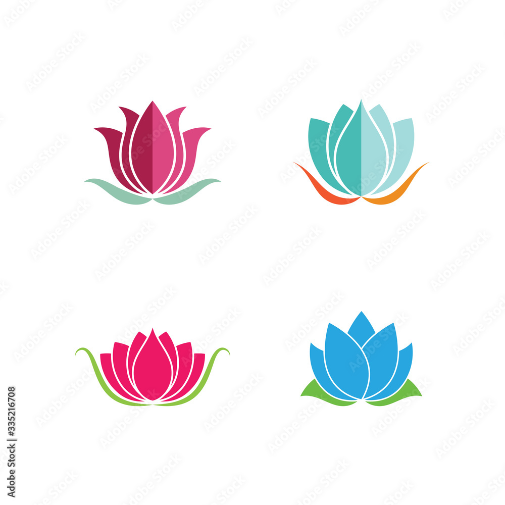 Set of Beauty Vector lotus flowers design logo