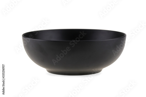 Black bowl isolated on white background.