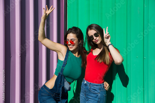 Two young best female frien...