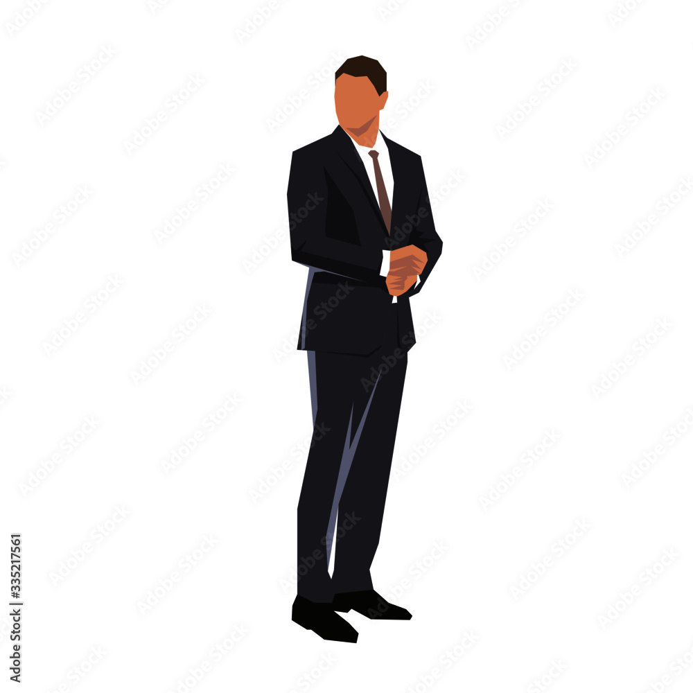 Businessman standing, isolated geometric vector illustration. Flat design. Businessman standing, isolated geometric vector illustration. Flat design.
