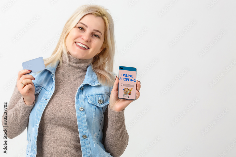 business and modern lifestyle concept: young woman shopping online business and modern lifestyle concept: young woman shopping online