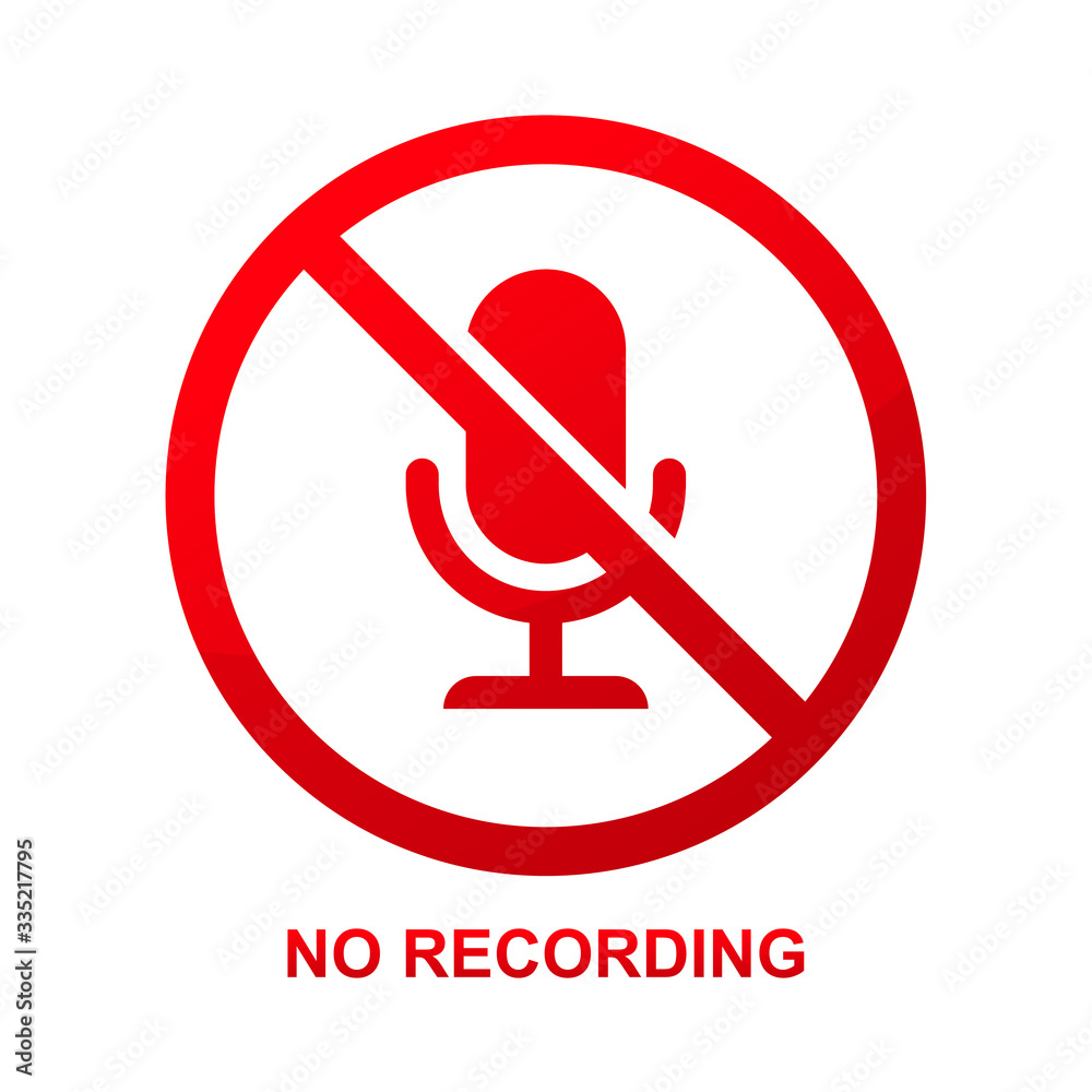 No recording sign isolated on white background vector illustration. No recording sign isolated on white background vector illustration.