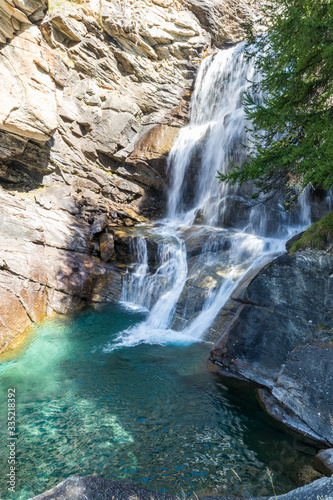 Lillaz Waterfalls in Gran Paradiso National Park. Cogne, Aosta Valley, Italy