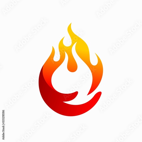 fire icon vector illustration and hand logo design