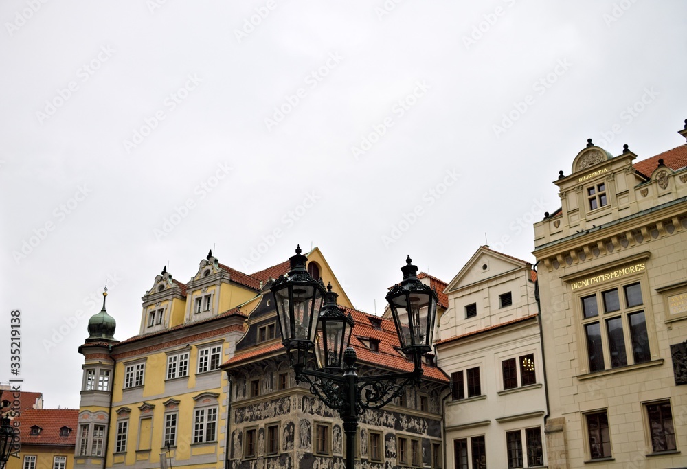 Black lamppost in the Old Town Square (Prague, Czech Republic, Europe)