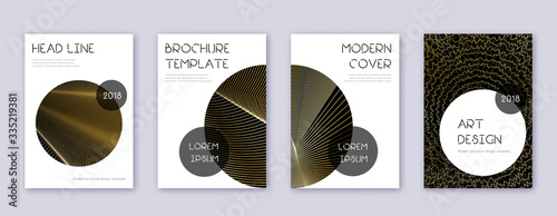 Trendy brochure design template set. Gold abstract