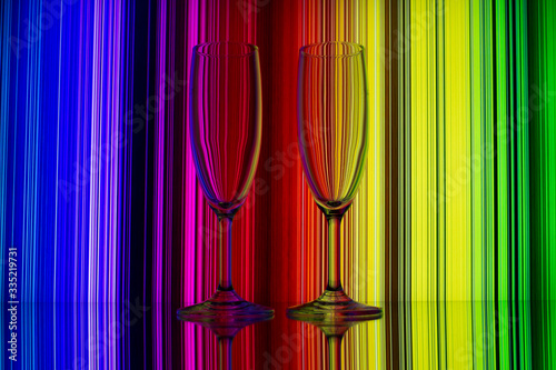 Glasses on a beautiful neon background 
 
photo taken at home, in the reflection of the monitor screen and mirror, spring 2020, neon, glasses, mirror 
