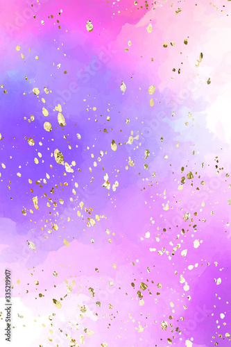 Creative artistic Violet pink background. Watercolor purple peach vector background of clouds with a gap.