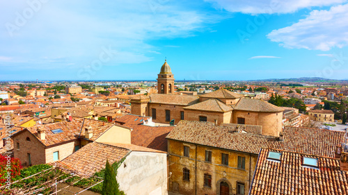 Panoramic view of old italian town Santarcangelo di Romagna
