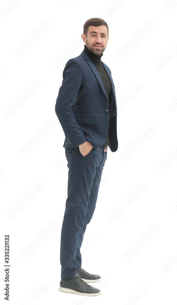side view. successful confident business man . isolated on white side view. successful confident business man . isolated on white