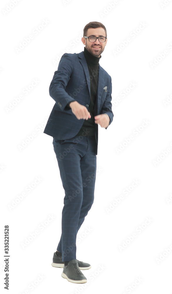 side view. successful confident business man . isolated on white side view. successful confident business man . isolated on white