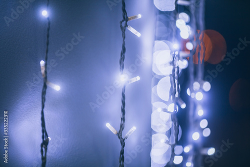 Garland. LED lights. Beautiful background with festive lights at night.