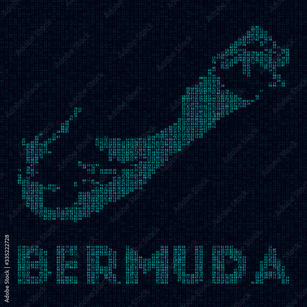 Bermuda tech map. Island symbol in digital style. Cyber map of Bermuda with island name. Radiant vector illustration. Bermuda tech map. Island symbol in digital style. Cyber map of Bermuda with island name. Radiant vector illustration.