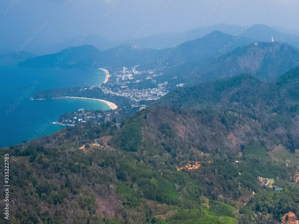 Aerial hyperlapse of the island of Phuket with its beaches and mountains. Thailand Aerial hyperlapse of the island of Phuket with its beaches and mountains. Thailand