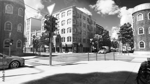 crossroads in the city day exterior scene 3d render