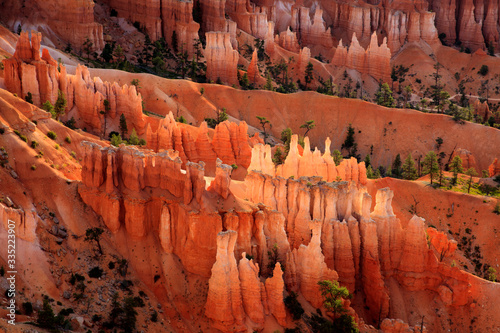 Utah / USA - August 22, 2015: View of colorful Hoodoo and rock formation detail at Sunset Point in Bryce Canyon National Park, Utah, USA