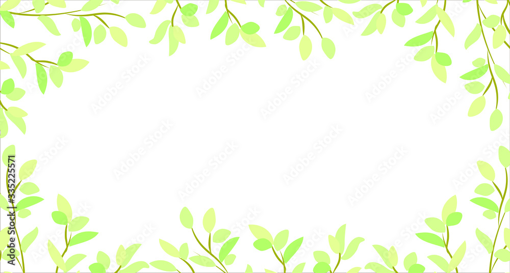 Frame of delicate leaves. Vector illustration.