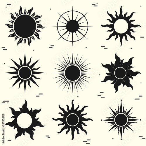 Set of sun images for you design.