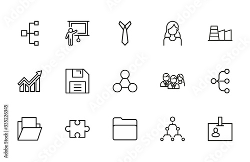 Stroke line icons set of work.