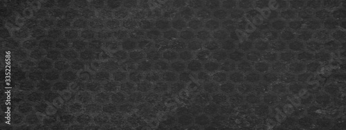 Wallpaper Mural Black anthracite vintage retro geometric motif cement concrete tiles texture background banner panorama with hexagon print Torontodigital.ca
