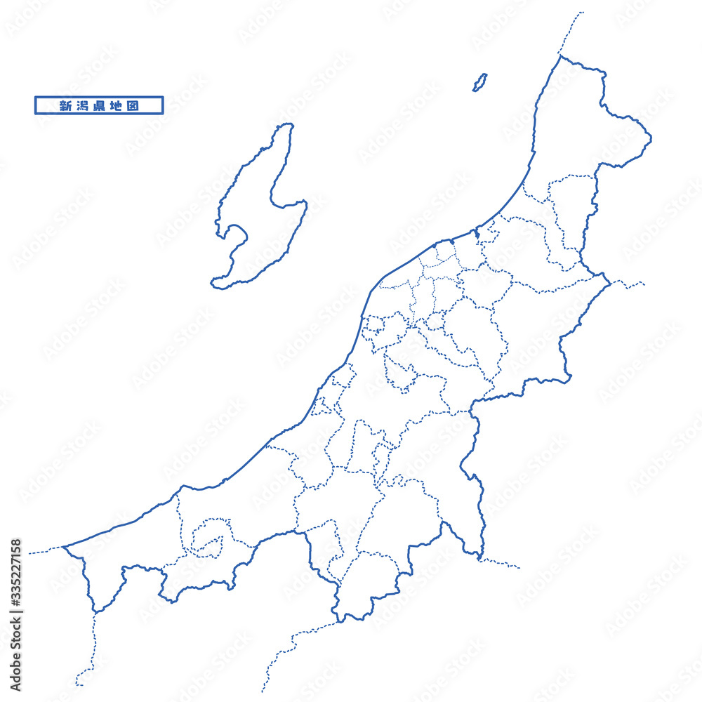 新潟県地図 シンプル白地図 市区町村 Stock Vector Adobe Stock