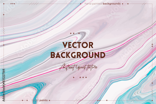 Fluid art texture. Abstract backdrop with iridescent paint effect. Liquid acrylic picture with flows and splashes. Mixed paints for background or poster. Lavender, blue and pink overflowing colors
