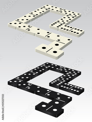 2 Set of Black and White Dominoes.