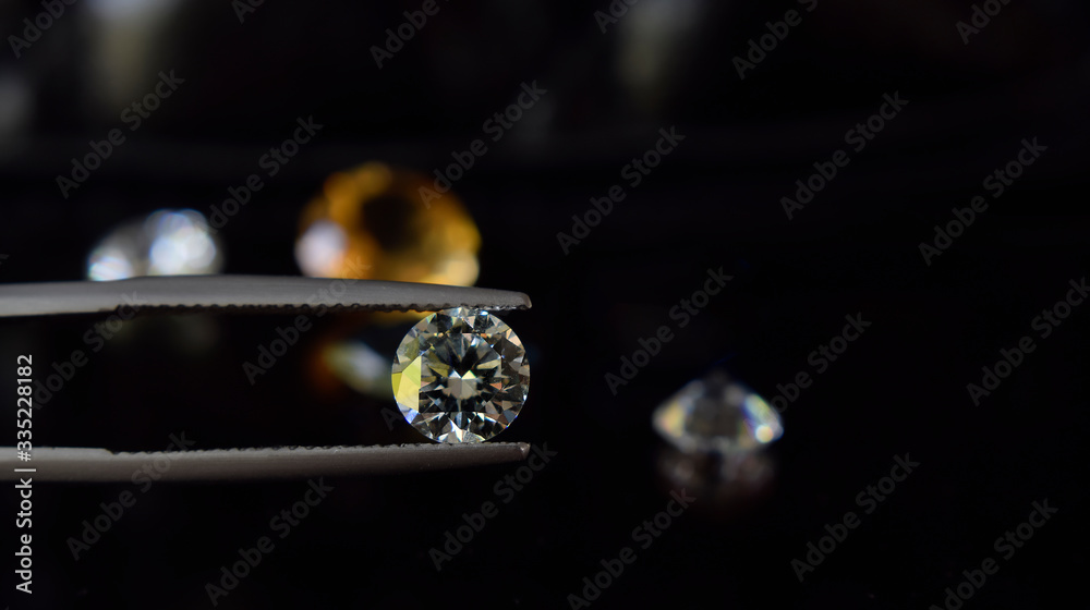 Selected diamonds In the gemstone clamp for making jewelry Selected diamonds In the gemstone clamp for making jewelry