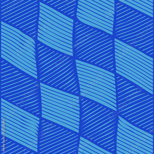 Seamless hand drawn vector pattern in color blue. Gift wrapping paper, interior, cloth, fabric or web design.