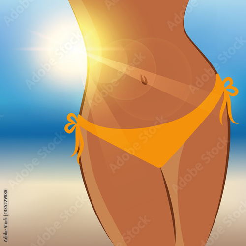 sexy girl on a sunny summer day on the beach vector illustration EPS10