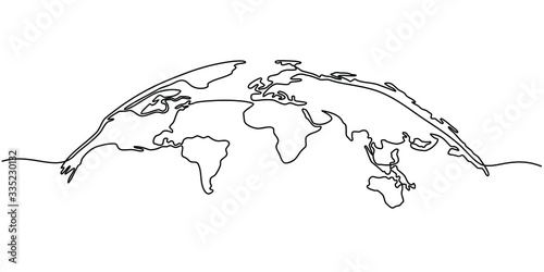 continuous line drawing of world map
