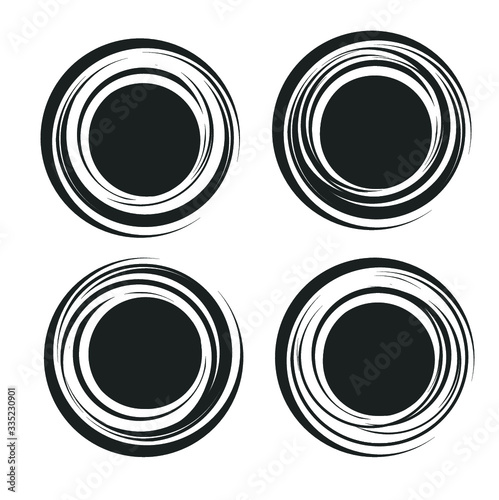 Set of vector hand drawn circles using sketch drawing scribble circle lines. Doodle circular logo design elements.