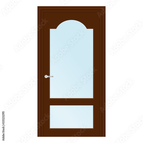 Brown interior door with glass element