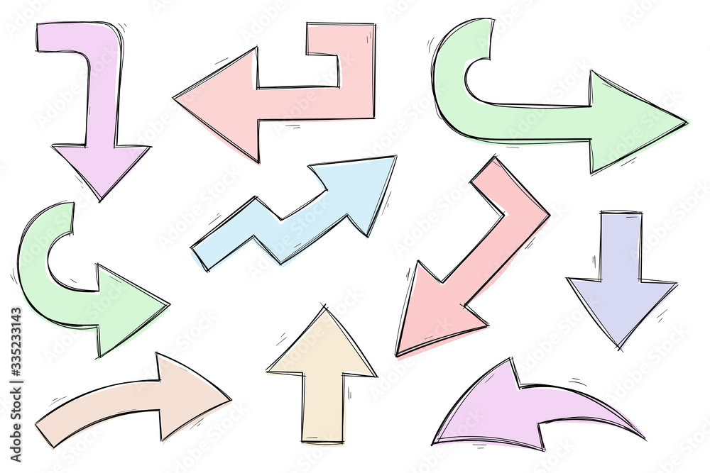 Arrows. Colored hand drawn sketch Arrows. Colored hand drawn sketch