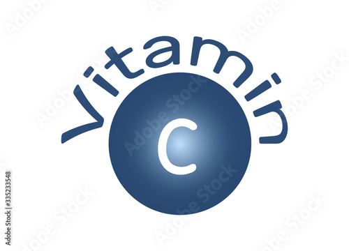 Vitamin C, ascorbic acid, food additive E300. Logo, icon