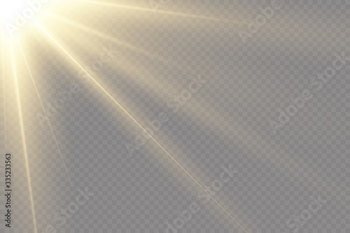 Vector transparent sunlight.Vector scene illuminated by spotlight . Light effect on transparent background