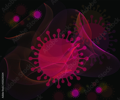 Vector graphics, background image of COVID-19 coronavirus for design of posts in social networks, notes, banners, layouts, covers, posters