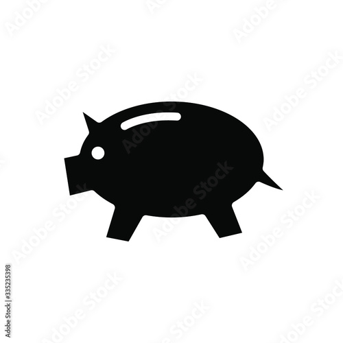 Piggy Coin Icon , Template Logo Design Vector Illustration , Save Money Simple Outline Solid Background White 