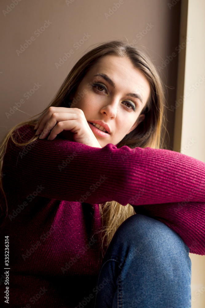 woman portrait at home close up woman portrait at home close up