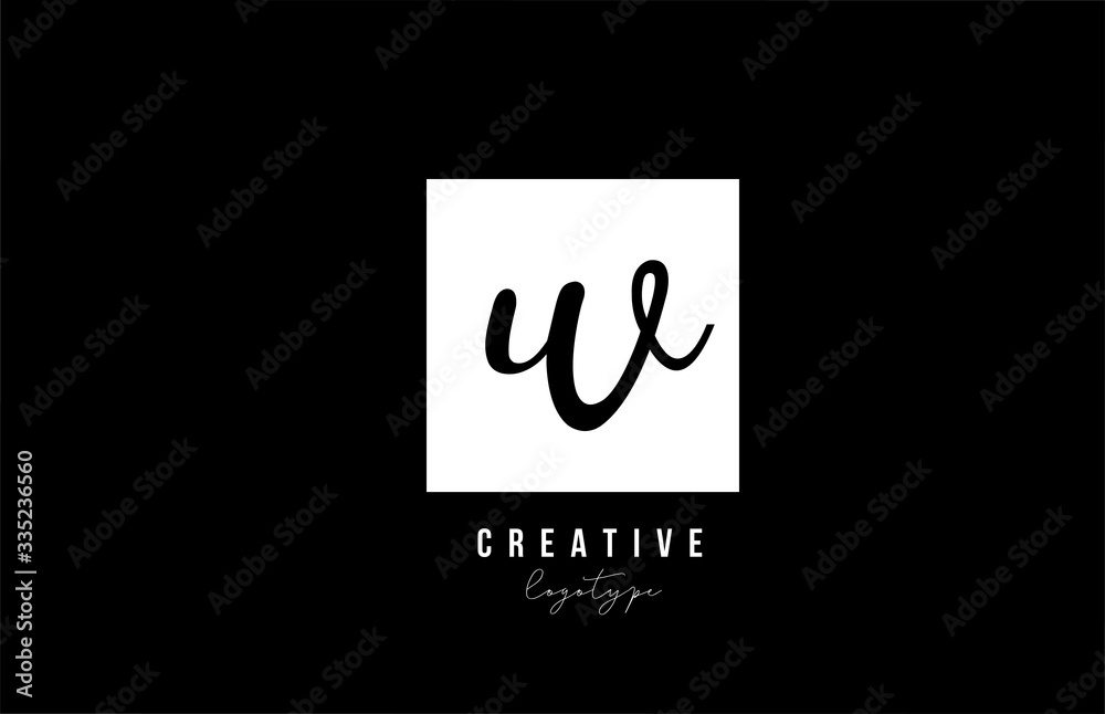 simple W black and white square alphabet letter logo icon design for company and business