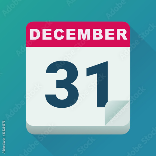 Calendar for December 31, last day of the year (flat design)