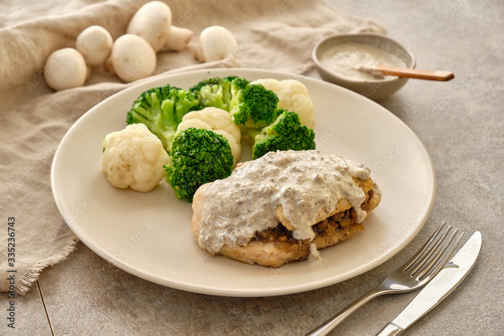 Mushrooms Stuffed Chicken with sauce Mushrooms Stuffed Chicken with sauce