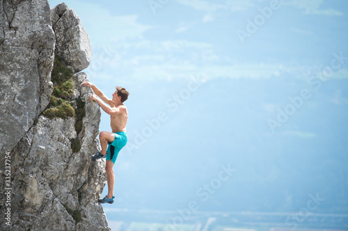Man climbing on the rock
