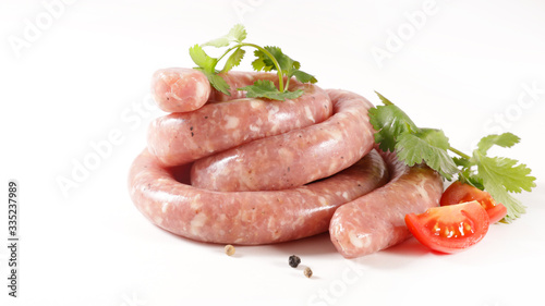 raw sausage isolated on white background