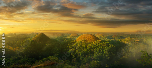 sunset on the chocolate hills  in Bohol island -Philippines  photo