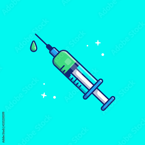 Injection Medical Vector Icon Illustration. Healthcare And Medical Icon Concept White Isolated. Flat Cartoon Style Suitable for Web Landing Page, Banner