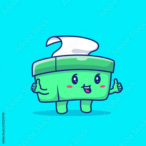 Tissue Box Cartoon Vector Icon Illustration. Healthy Mascot Character. Health And Medical Icon Concept White Isolated. Flat Cartoon Style Suitable for Web Landing Page, Banner, Flyer, Sticker, Card