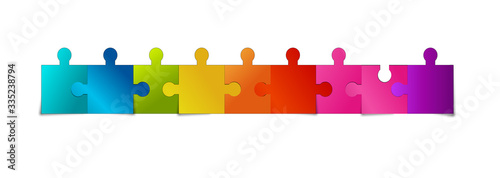 Puzzle Band Banner Teile Elemente Regenbogen Verbindung
